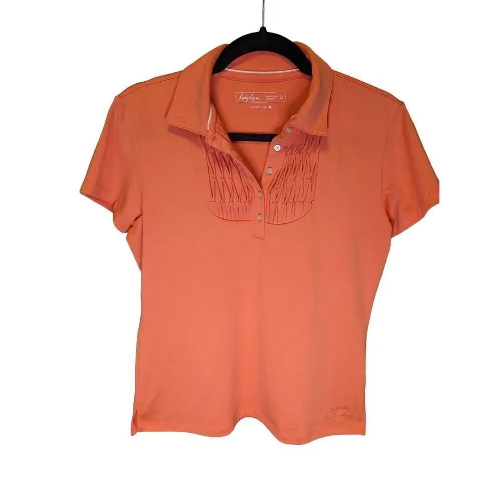 Lady Hagen Polo Orange/Coral Hydro Dry Short Sleeves Stretch Golf Women's Size S